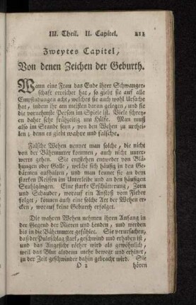 Zweytes Capitel, Von denen Zeichen der Geburth.