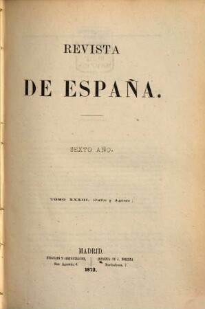 Revista de España. 33 = Año 6. 1873
