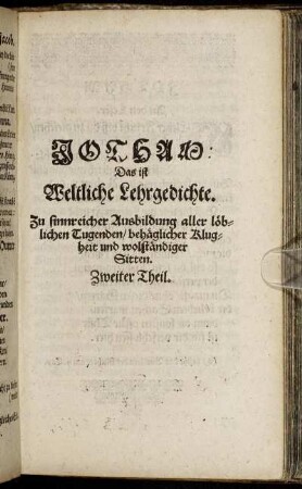 Jotham: Das ist Weltliche Lehrgedichte.