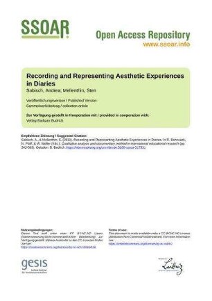 Recording and Representing Aesthetic Experiences in Diaries