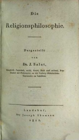 Die Religionsphilosophie