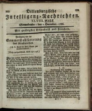 XLVIII. Stück. Sonnabends: den 2. December, 1786.