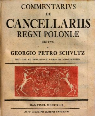 Commentarius De Cancellariis Regni Poloniae