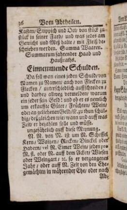 36-41, Einnemmende Schulden; ...