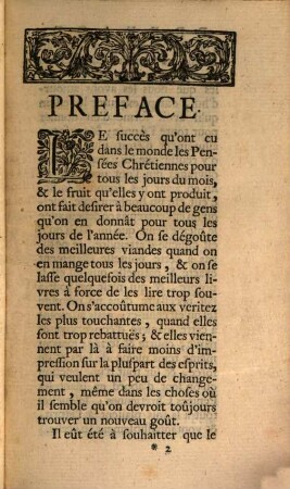 Pensées Ou Reflexions Chrétiennes Pour Tous Les Jours De L'Année, 1. Contenant les mois de Janvier, de Fevrier, & de Mars