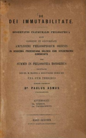 De dei immutabilitate