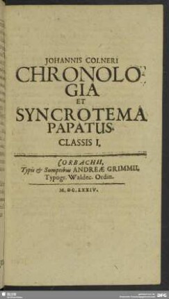 Classis I. De Romanae Ecclesiae Capite
