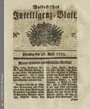 No. 17, Dienstag den 26. April 1785