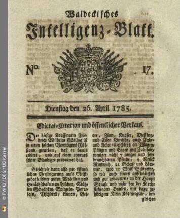 No. 17, Dienstag den 26. April 1785