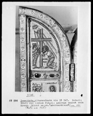 Andreas-Triptychon mit Szenen aus dem Leben des Heiligen — Szenen aus dem Leben des Heiligen Andreas — Der heilige Andreas umarmt sein Kreuz