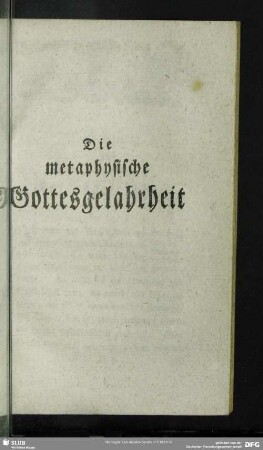 Die metaphysische Gottesgelahrheit