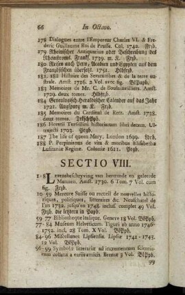 Sectio VIII. - Sectio XII.