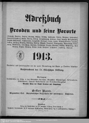 1913: Adreßbuch für Dresden und seine Vororte