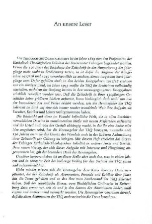 An unsere Leser