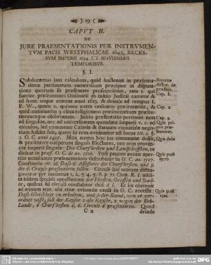 Caput II. De Iure Praesentationis Per Instrumentum Pacis Westphalicae 1648, Recessum Imperii 1654. Et Novissimis Temporibus