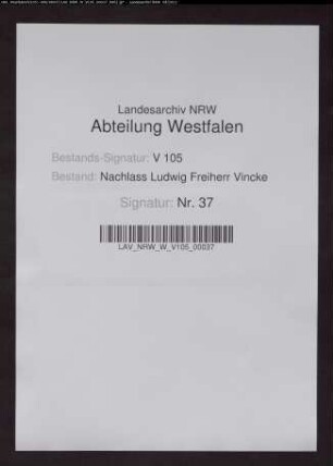 Briefe der ersten Gattin Eleonore Vincke geb. von Syberg (insgsamt 697 Briefe 1809-1826)