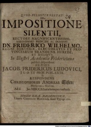 De Impositione Silentii