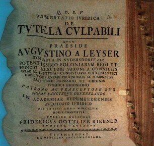 Dissertatio ivridica de tvtela cvlpabili