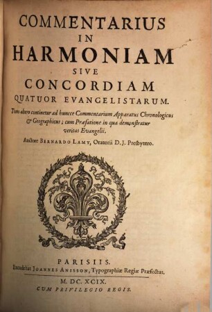 Commentarius In Harmoniam Sive Concordiam Quatuor Evangelistarum