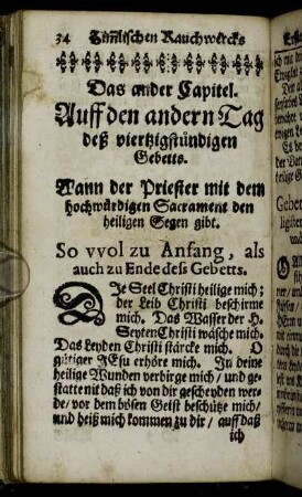 Das ander Capitel. Auff den andern Tag deß viertzigstündigen Gebetts.
