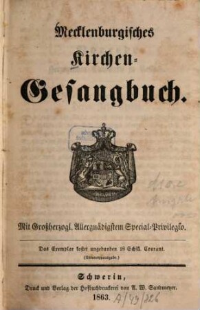 Mecklenburgisches Kirchen-Gesangbuch