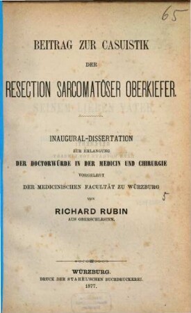 Beitrag zur Casuistik der Resection sarcomatöser Oberkiefer