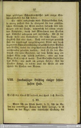 VIII. Zweckmäßiger Beschlag einiger fehlerhaften Hufe