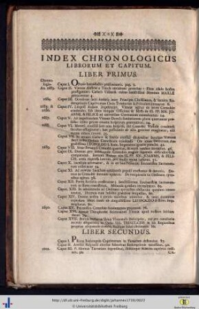 Index chronologicus librorum et capitum.