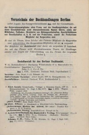 Verzeichnis der Buchhandlungen Berlins