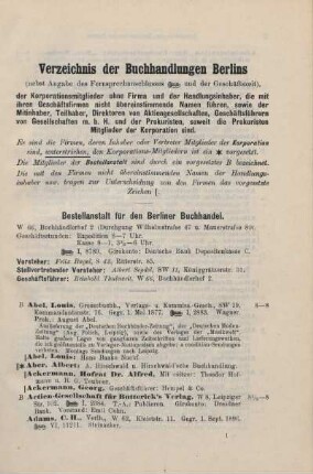 Verzeichnis der Buchhandlungen Berlins