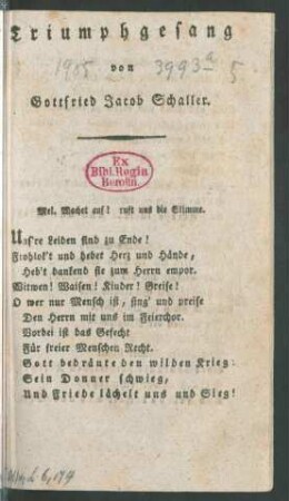 Triumphgesang : Mel. Wachet auf! ruft uns die Stimme