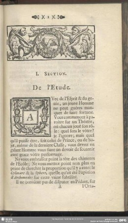 I. Section. De l´Etude