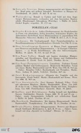 Porzellan, Glas (Nr. 96-112)