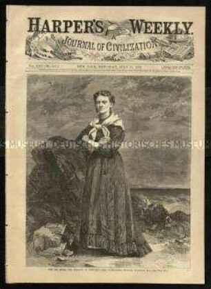 Zeitung Harper's Weekly mit einem Holzstich von Miss Ida Lewis, Samstag, 31. Juli 1869