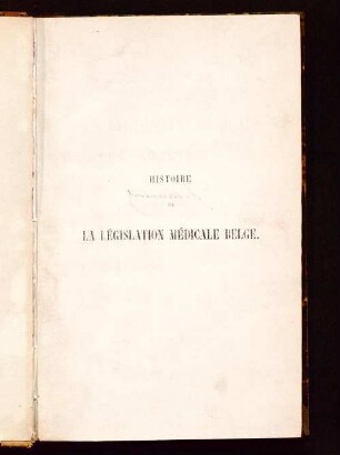 Histoire de la législation médicale belge