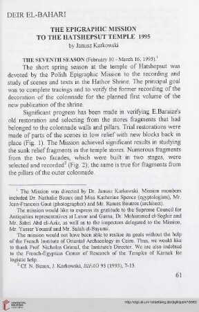 7.1995: The Epigraphic Mission to the Hatshepsut Temple 1995