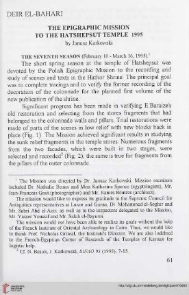 7.1995: The Epigraphic Mission to the Hatshepsut Temple 1995
