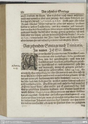 Am zehenden Sontage nach Trinitatis