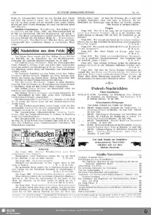 Nachrichten aus dem Felde