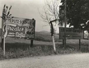 Landschaftspflege. Verschandelung durch Reklametafeln an der Staatsstraße Dresden-Zinnwald bei Altenberg