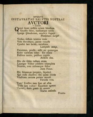 13-16, Hymnus instauratae salutis nostrae Auctori sacer.