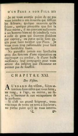 Chapitre XXI. Des Visites
