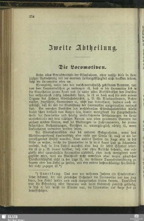 Zweite Abtheilung. Die Locomotiven