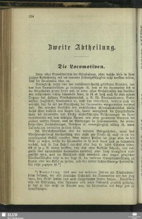 Zweite Abtheilung. Die Locomotiven