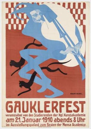 Plakat: Gauklerfest der Königlichen Kunstakademie Dresden, 10. Januar 1910 im Ausstellungspalast