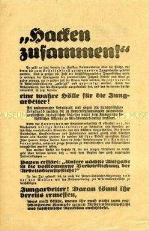 Propagandaflugblatt der KPD zur Reichstagswahl am 31. Juli 1932 mit Ausrichtung auf die Jungarbeiter