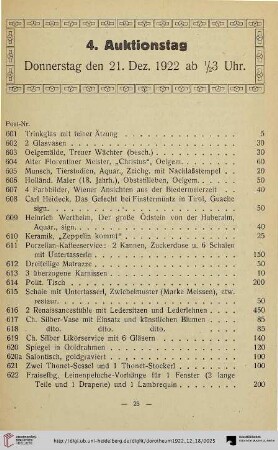 4. Auktionstag (Nr. 601-800)