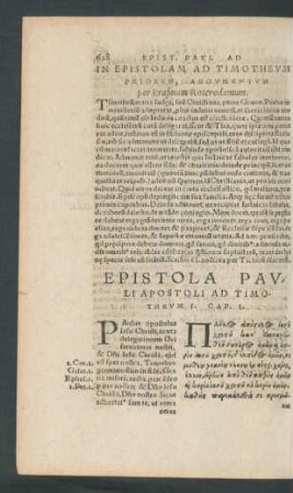 In Epistolam Ad Timotheum Priorem Argumentum ...
