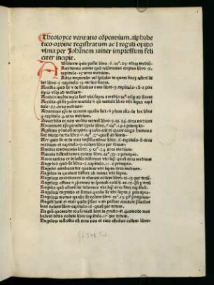 Alphabetico ordine registratum...