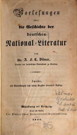 Vorlesungen über die Geschichte der deutschen National-Literatur